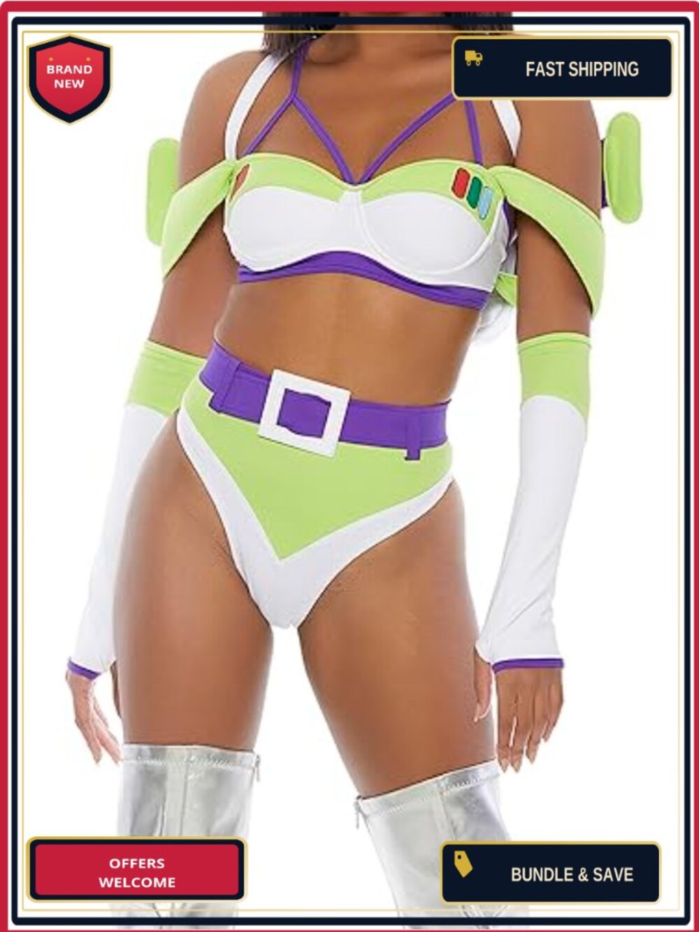 Sexy Astronaut Costume Set Bra Panty Gloves Backpack Belt Glasses